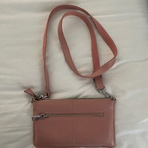 Baby Pink Leather Crossbody Bag
